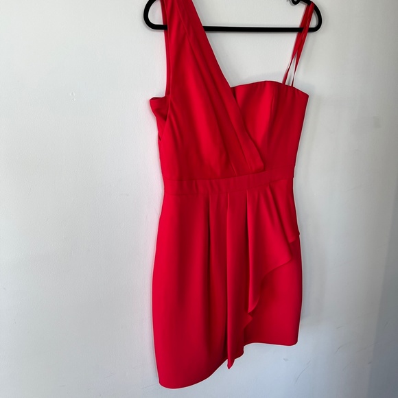 BCBG Red One Shoulder Cocktail Dress - Picture 4 of 9